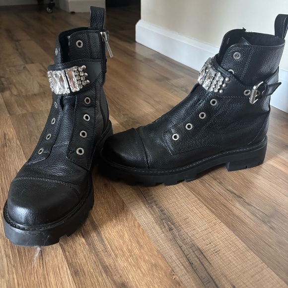 Karl Lagerfeld Black Rhinestone Boots - Picture 2 of 5